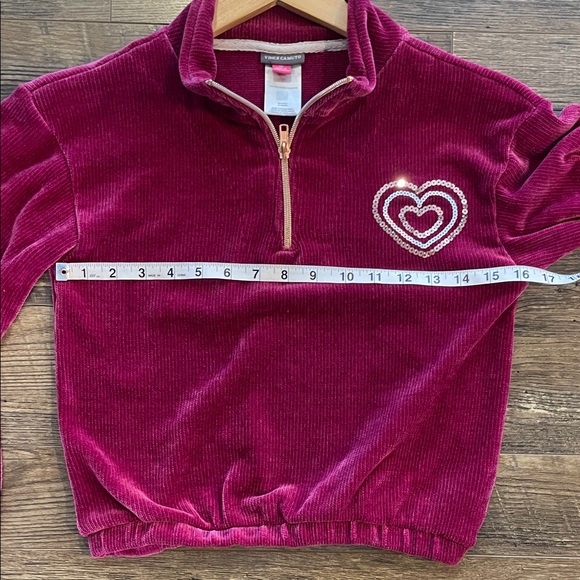 Vince Camuto Girls Magenta Velour Sweatshirt with Sequin Hearts Size 12 - Picture 9 of 9